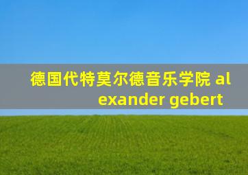 德国代特莫尔德音乐学院 alexander gebert